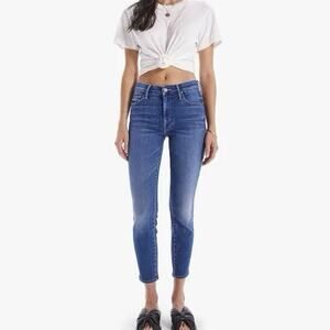 Mother The Looker Crop Skinny Jeans Size 26 Blue High Rise Stretch USA